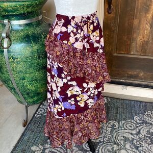 Ruffled gypsy style elastic waist skirt size large